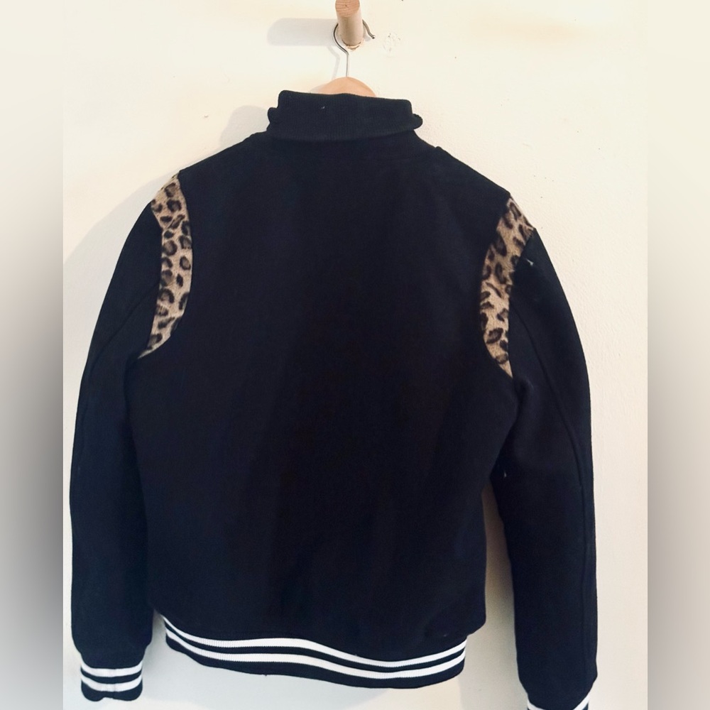 straight to hell- Jet varsity jacket with leopard detailing - Picture 2 of 5